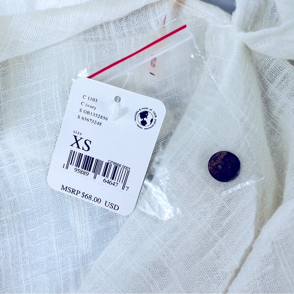 Free People Ivory Zuri Ruffle Top Blouse Off-White XS NWT - Picture 10 of 10